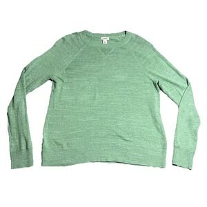 L.L.Bean Organic Cotton Sweater Crew Neck Long Sleeve Everyday Heather Green S